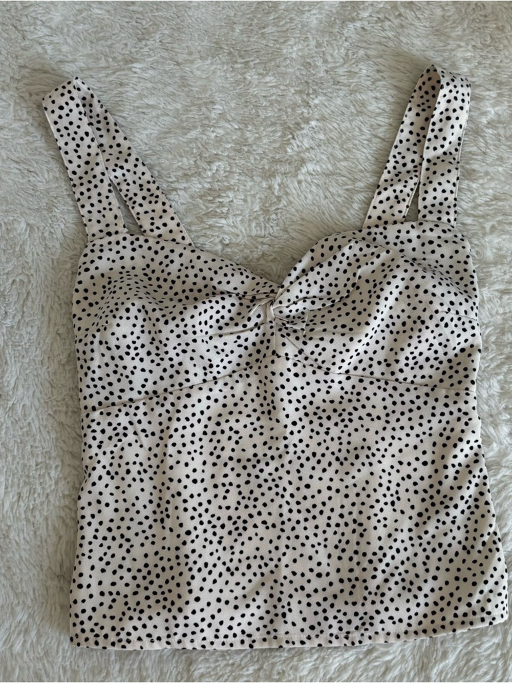 Abercrombie & Fitch Cream Cami with Black Polka Dots